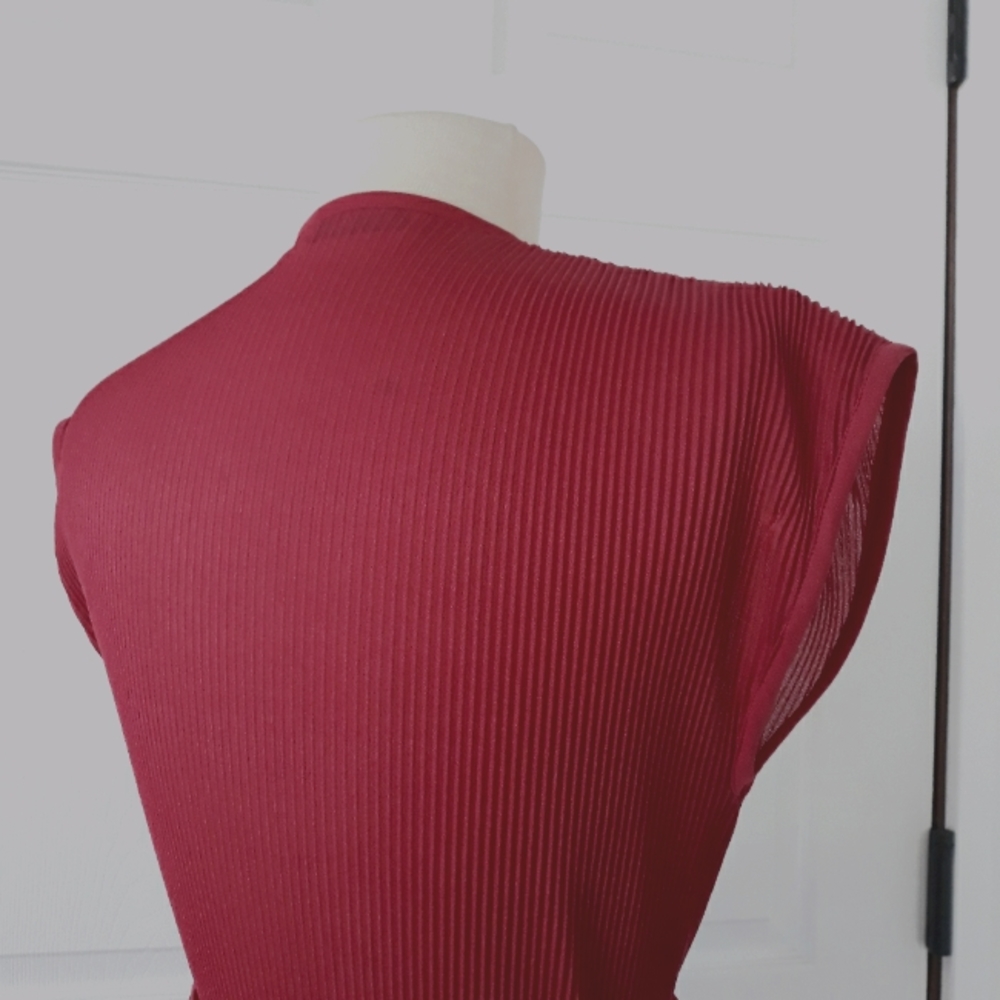 Vintage 1980's Hal Ferman red accordion  pleated summer, coctail dinner, dress - Picture 7 of 11